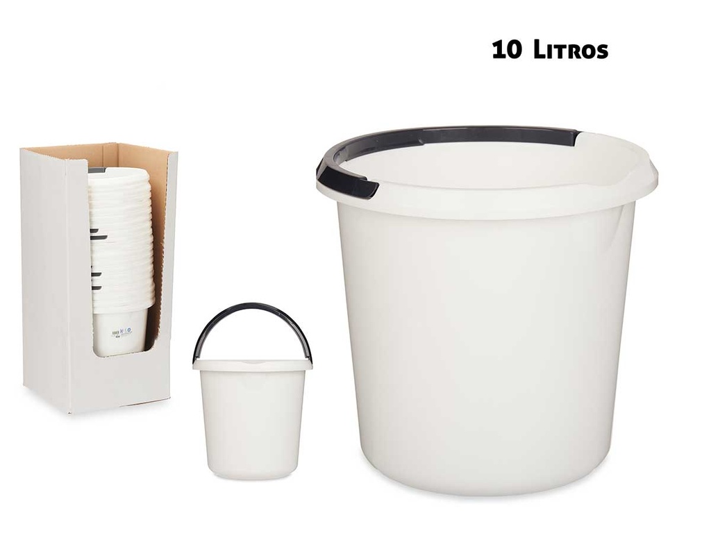 Cubo con asa de plástico blanco para medir y facilitar tu vida