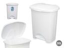 Papelera pedal plástico 30l blanco: Higiene y comodidad para tu hogar