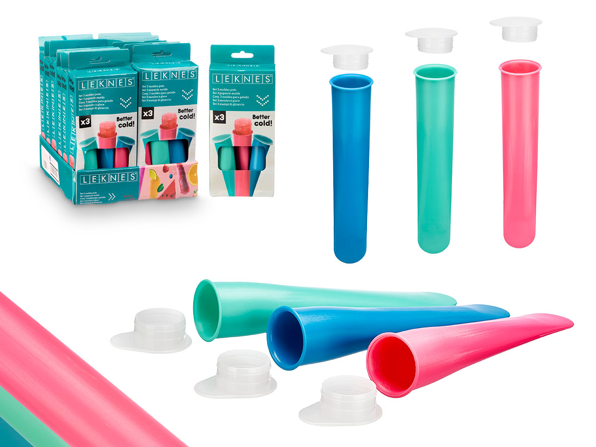 Set 3 moldes para polos con tapa de 100ml: ¡delicias congeladas!