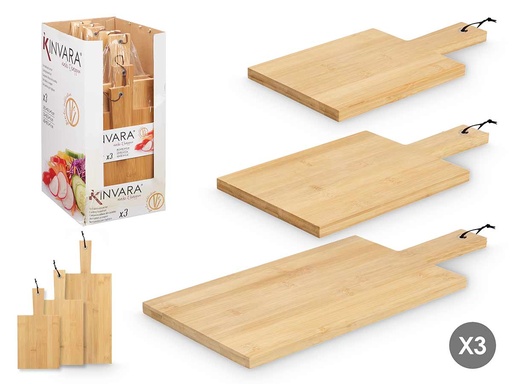 Set 3 tablas de corte con asa de bambú: durabilidad y estilo