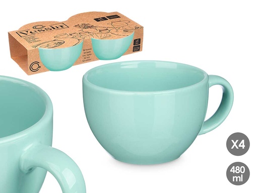 Set 4 Tazones Menta 480ml: Elegancia y Versatilidad para Tu Mesa
