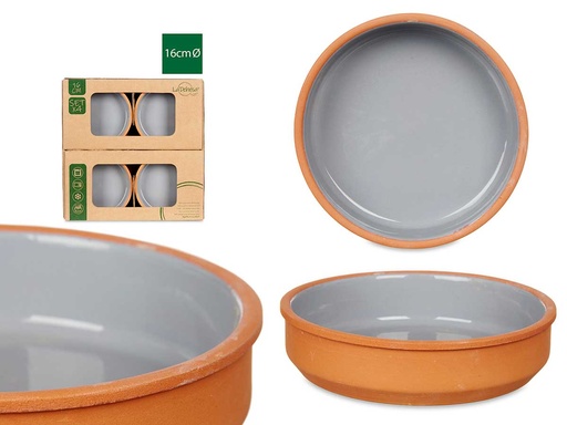 Set 4 cazuelas de barro gris de 16 cm para una cocina auténtica