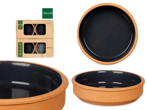 Set 4 cazuelas de barro negro de 16 cm, cocina saludable y elegante