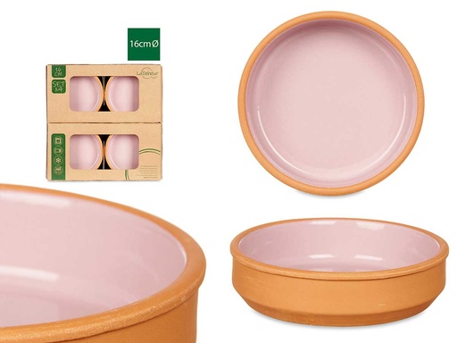 Set 4 cazuelas de barro rosa, ideales para tus comidas con estilo
