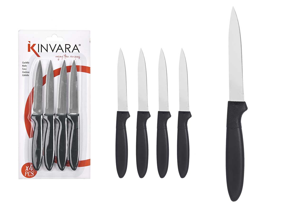 Set 4 cuchillos normales negros: Elegancia y precisión en tu cocina