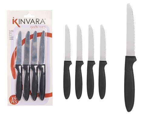 Set 4 cuchillos sierra negros: precisión y estilo en tu cocina