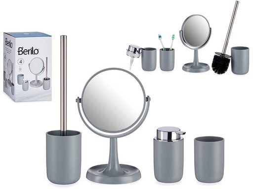 Set 4 piezas artículos de baño gris: elegancia y funcionalidad