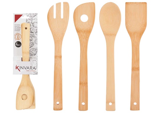 Set 4 pzs bambú utensilios cocina: Ecología y estilo en tu hogar