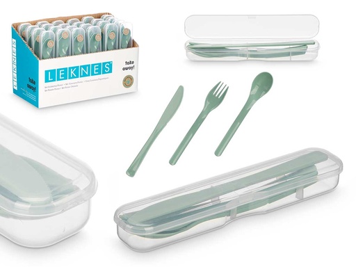 Set 4 pzs cubiertos picnic color verde, ¡disfruta al aire libre!