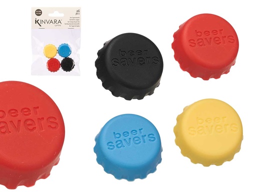 Set 4 tapa botella silicona surtido: Frescura y diversión aseguradas