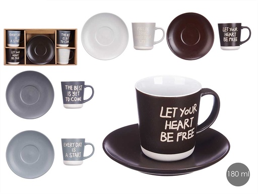 Set 4 tazas 180 ml surtidos, diseños únicos para disfrutar juntos