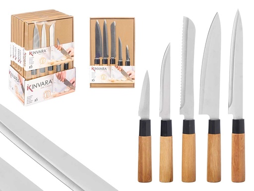 Set 5 cuchillos de bambú: Duraderos, ecológicos y elegantes