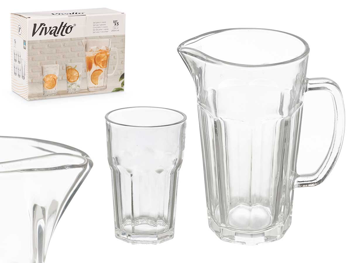 Set 5pcs jarra y vasos de agua, elegancia y frescura para tu mesa