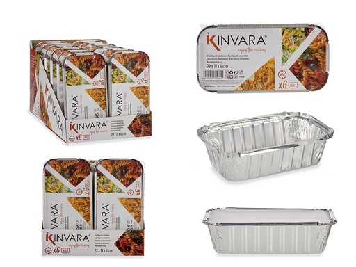 Set 6 Bandejas Hondas de Aluminio con Tapa: Prácticas y Resistentes