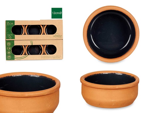 Set 6 cazuelas de barro de 8 cm en color negro para deliciosa cocina