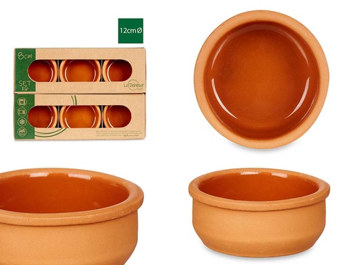 Set 6 cazuelas de barro marrón, ideal para cocinar con sabor auténtico