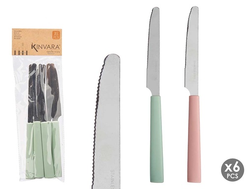 Set 6 cuchillos surtidos en menta y rosa palo, ¡destaca en tu mesa!