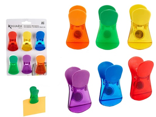 Set 6 pinzas clips magnéticas surtidas: organiza y decora con estilo