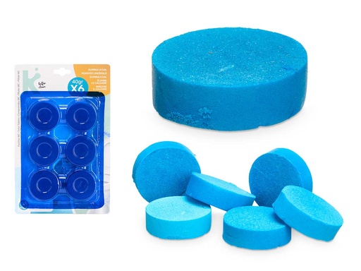 Set 6 pzs pastillas WC azul 40gr: limpieza y frescura garantizada