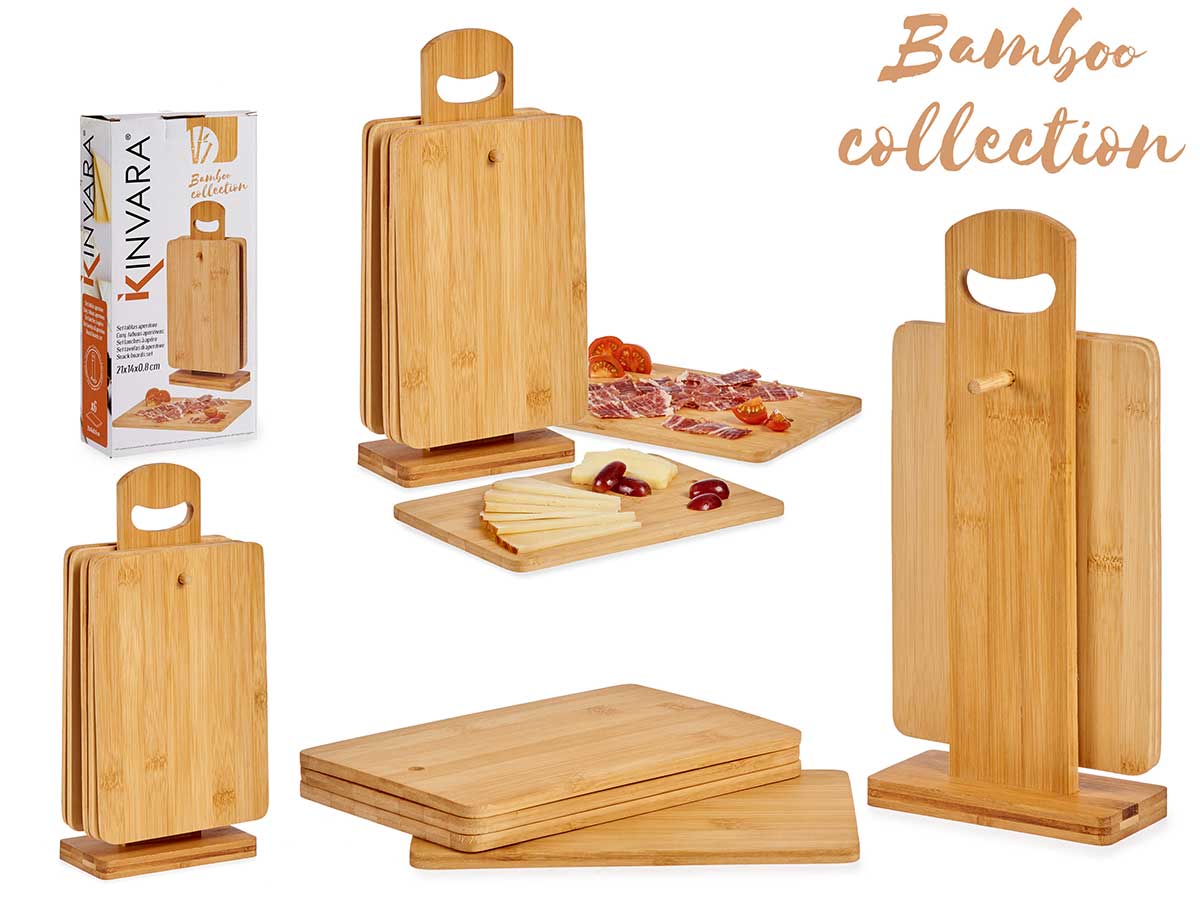 Set 6 tablas de bambú con soporte: organización y estilo en tu cocina