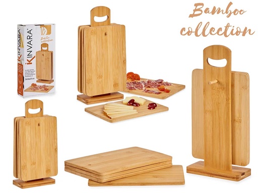 Set 6 tablas de bambú con soporte: organización y estilo en tu cocina
