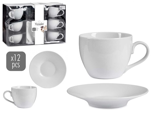 Set 6 tazas y soporte blanco de 420ml, elegancia y funcionalidad