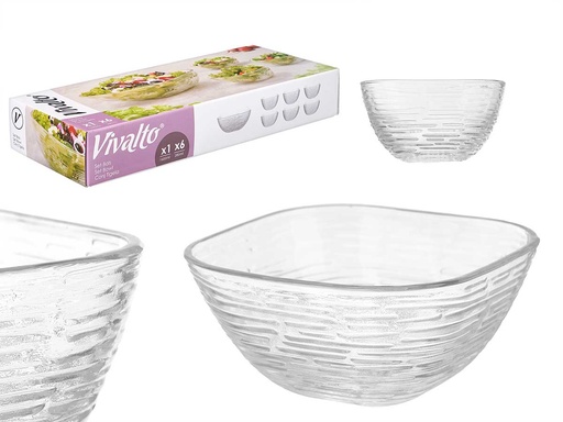 Set 7 pcs rayas: 1 bol grande y 6 boles pequeños ideales para servir