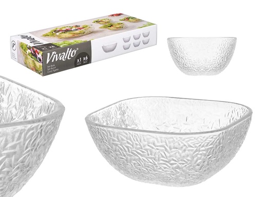 Set 7 pcs relieve fino: Elegante bol grande y 6 boles pequeños