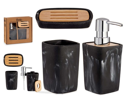 Set Baño Plástico Bambú Negro: Elegancia y Durabilidad para tu Baño