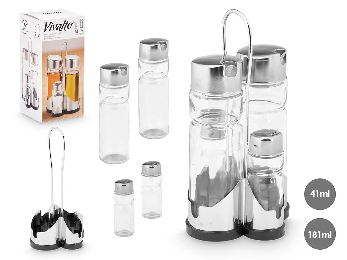 Set aceitera acero 4 piezas: Elegancia y funcionalidad en tu mesa