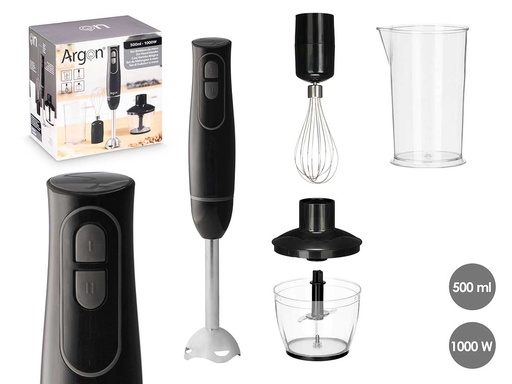 Set batidora accesorios negra y gris 1000W: potencia y versatilidad