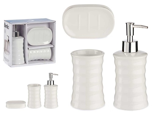Set baño 3 pzs ondas blanco: Estilo y funcionalidad para tu hogar