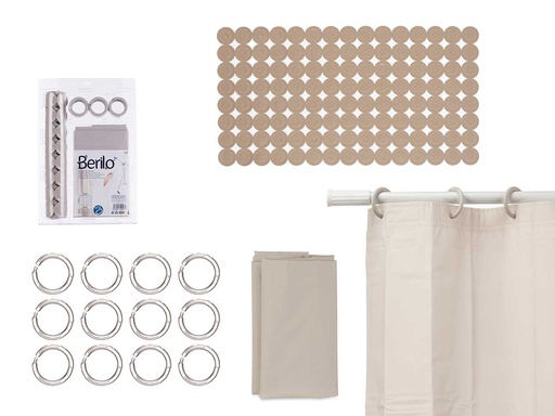 Set baño cortina de peva y alfombra ducha beige, estilo y confort