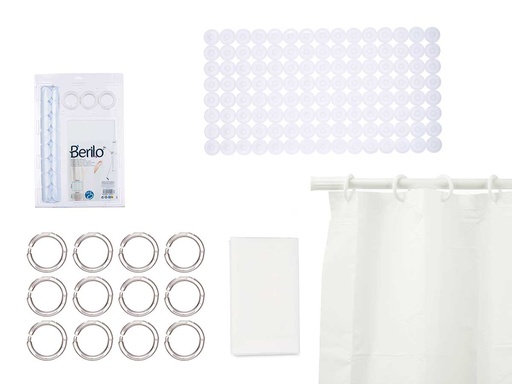 Set baño cortina peva y alfombra ducha blanco: estilo y confort