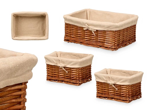 Set de 1 más 2 cestos rectangulares de mimbre para tu hogar