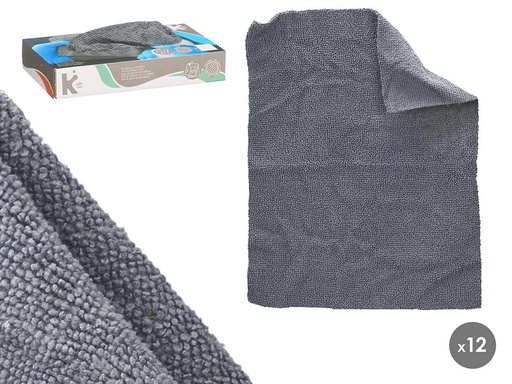 Set de 12 paños de microfibra gris: limpieza efectiva y rápida