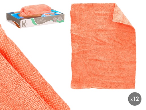 Set de 12 paños de microfibra naranja: limpieza eficaz y duradera