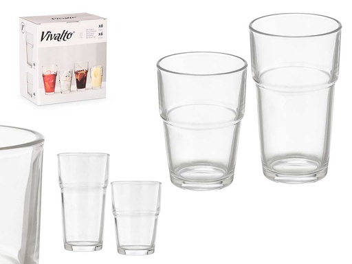 Set de 12 vasos apilables, prácticos y elegantes para tu hogar