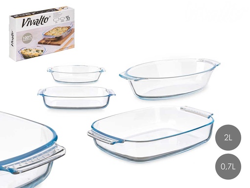 Set de 2 bandejas de borosilicato, perfectas para hornear y servir