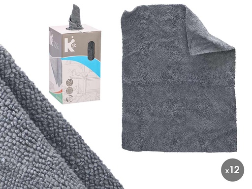 Set de 25 paños de microfibra gris, limpieza eficiente y duradera