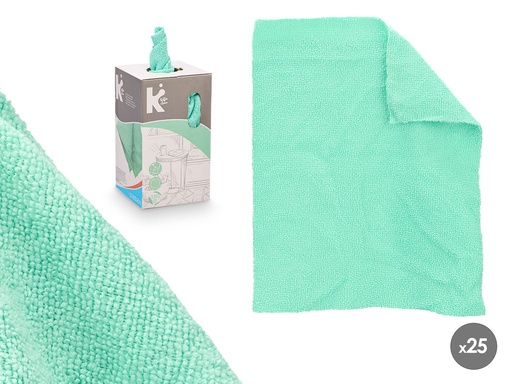 Set de 25 paños de microfibra menta: limpieza eficiente y suave