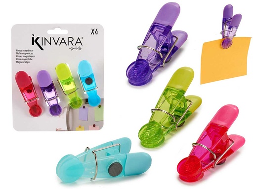 Set de 4 Pinzas Imán Surtidas: Colores Vibrantes y útiles
