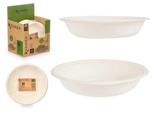 Set de 4 Platos Hondos Biodegradables de 750ml para una Mesa Ecológica