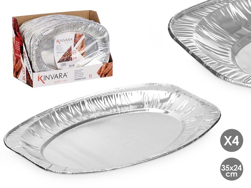 Set de 4 bandejas ovaladas de aluminio: ideal para tu cocina y fiestas