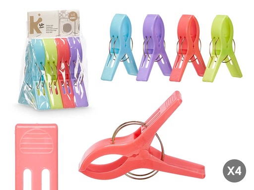 Set de 4 pinzas surtidas en 4 colores: organiza con estilo