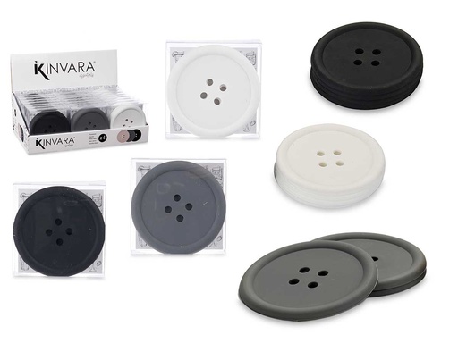 Set de 4 posavasos de silicona en color oscuro, elegancia y protección