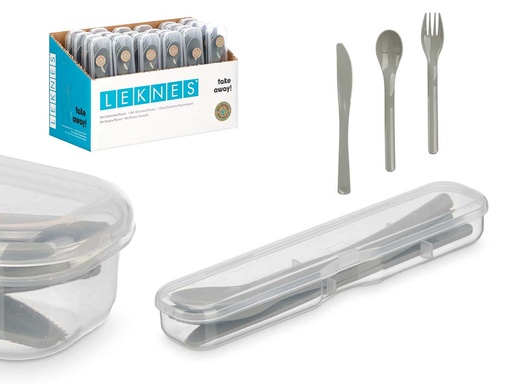Set de 4 pzs cubiertos de picnic gris: estilo y comodidad
