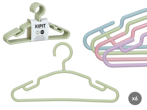 Set de 6 Perchas Infantiles Surtidas en 4 Colores Pastel para Niños