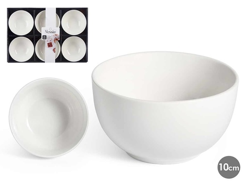 Set de 6 cuencos de porcelana blanca para aperitivos elegantes