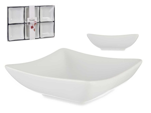 Set de 6 cuencos de porcelana blanca para aperitivos elegantes